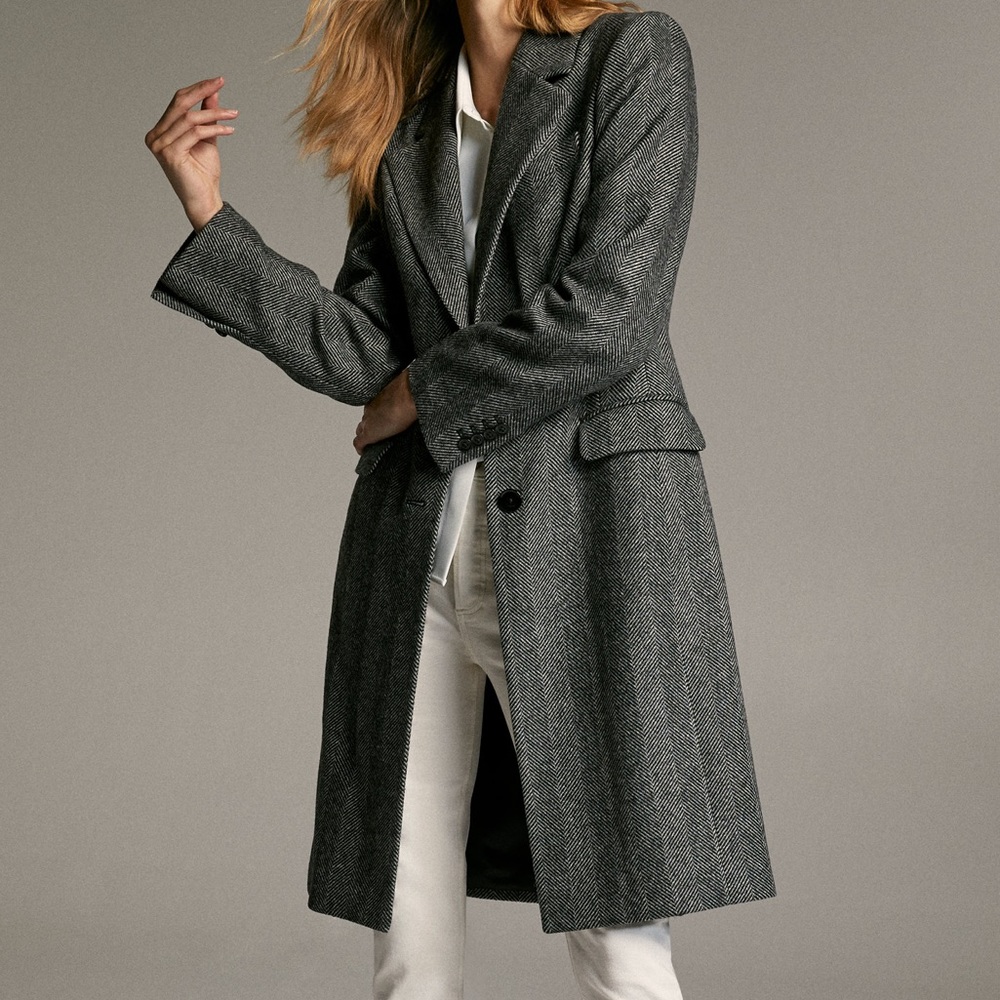 Aritzia wool herringbone coat